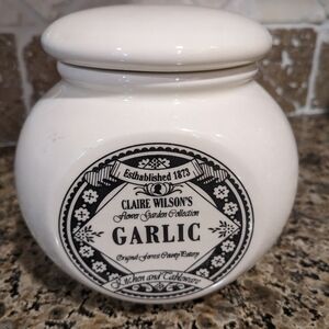 Farmhouse Garlic Canister Jar Claire Wilson's flower garden collection with lid